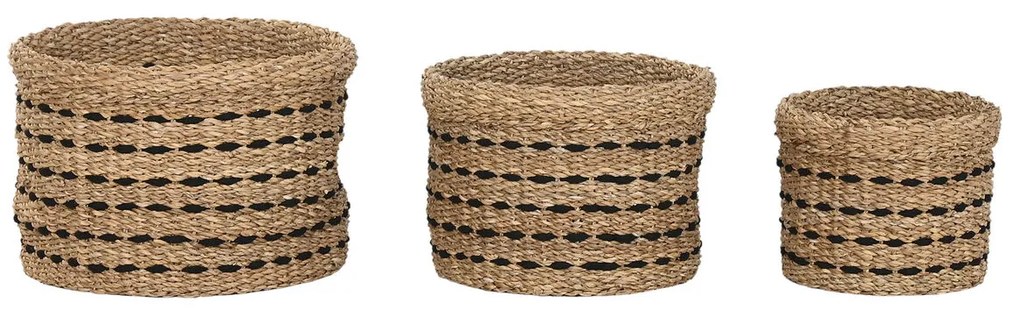 Διακοσμητικό Καλάθι Home ESPRIT Μαύρο Φυσικό Γιούτα Θαλασσινό γρασίδι (3 Τεμάχια)