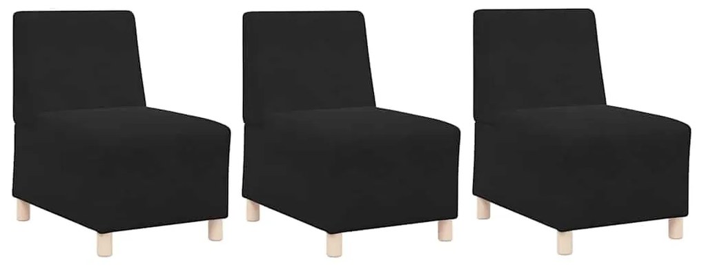 vidaXL Μοναδικός Καναπές χωρίς Χερούλια 3 pcs Μαύρο 55 x 74 x 82 εκ.
