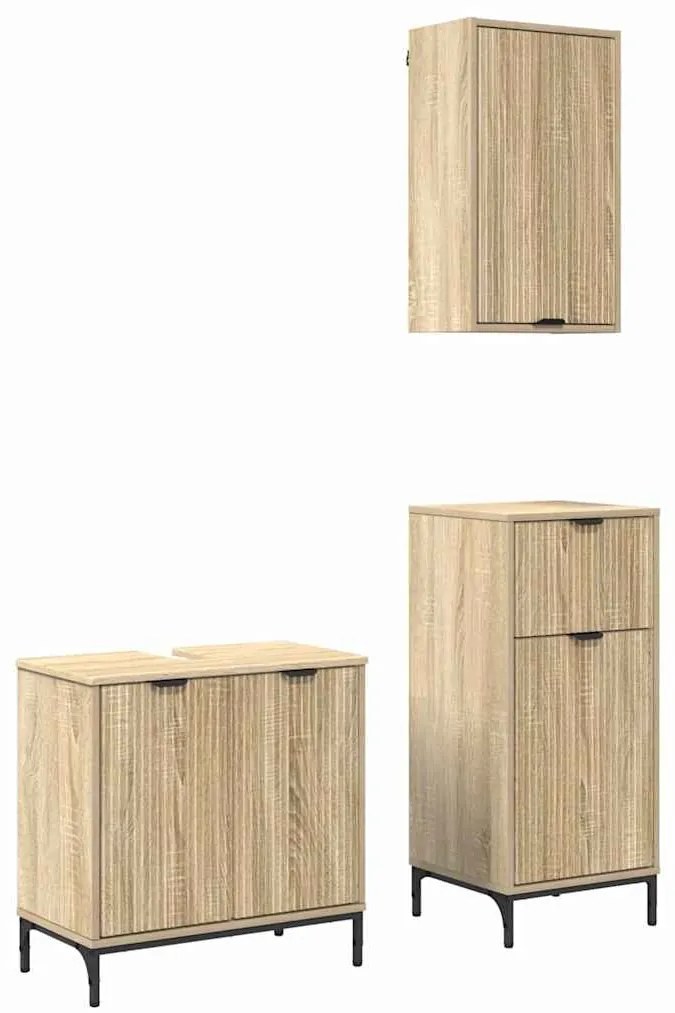 vidaXL Σετ Επίπλων Μπάνιου με ράφι 3 pcs Sonoma Δρυς 39.5 x 36 x 88 εκ