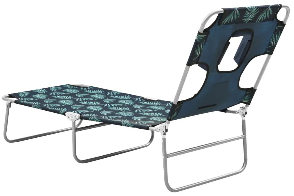 vidaXL Ξαπλώστρα Πτυσσόμενη Σχέδιο Φύλλων Ατσάλινη με Μαξιλάρι