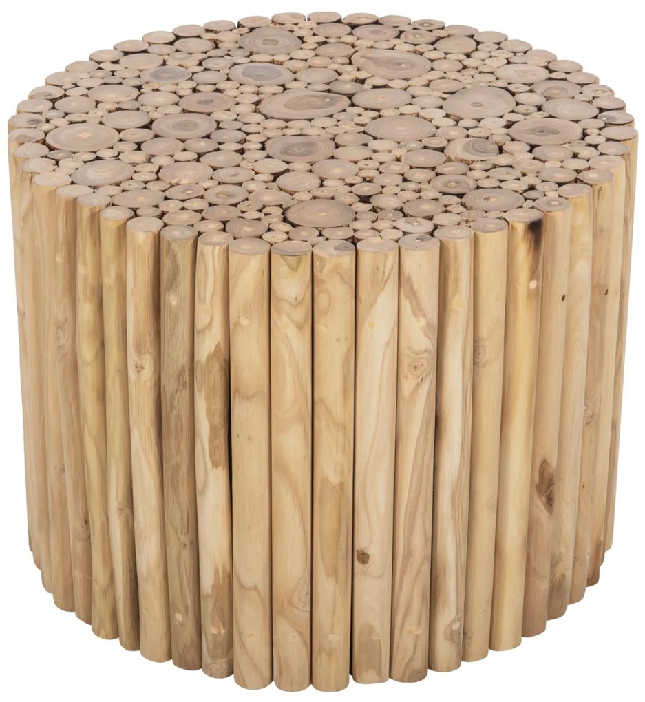 Τραπεζάκι σαλονιού COOTER C9864 Στρόγγυλο Κλαδιά TEAK Φυσικό Φ60,5x46Υεκ. 60.5x60.5x46 εκ.