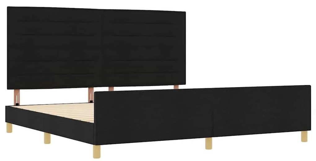 vidaXL Σκελετός Κρεβατιού με κεφαλάρι Μαύρο 200 x 200 cm ύφασμα