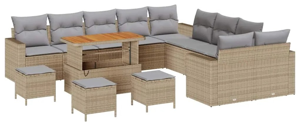 vidaXL Σετ Καναπέ Κήπου 14 pcs Μπεζ συνθετικό ρατάν