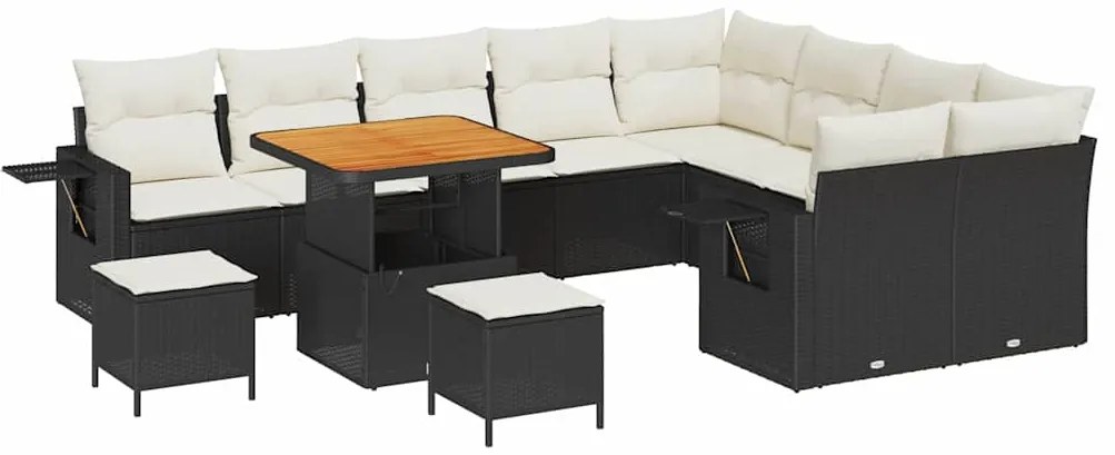 vidaXL Σετ Καναπέ Κήπου 12 pcs Μαύρο και κρεμ 80 x 80 x 71 cm