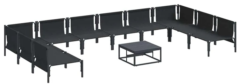 vidaXL Σετ Καναπέ Κήπου με μαξιλάρι 11 pcs Μαύρο Ατσάλι