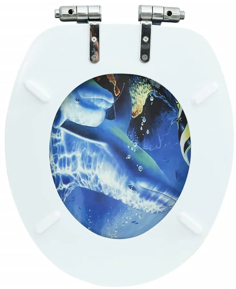 vidaXL Κάλυμμα Λεκάνης με Καπάκι Soft Close Σχέδιο Δελφίνια από MDF