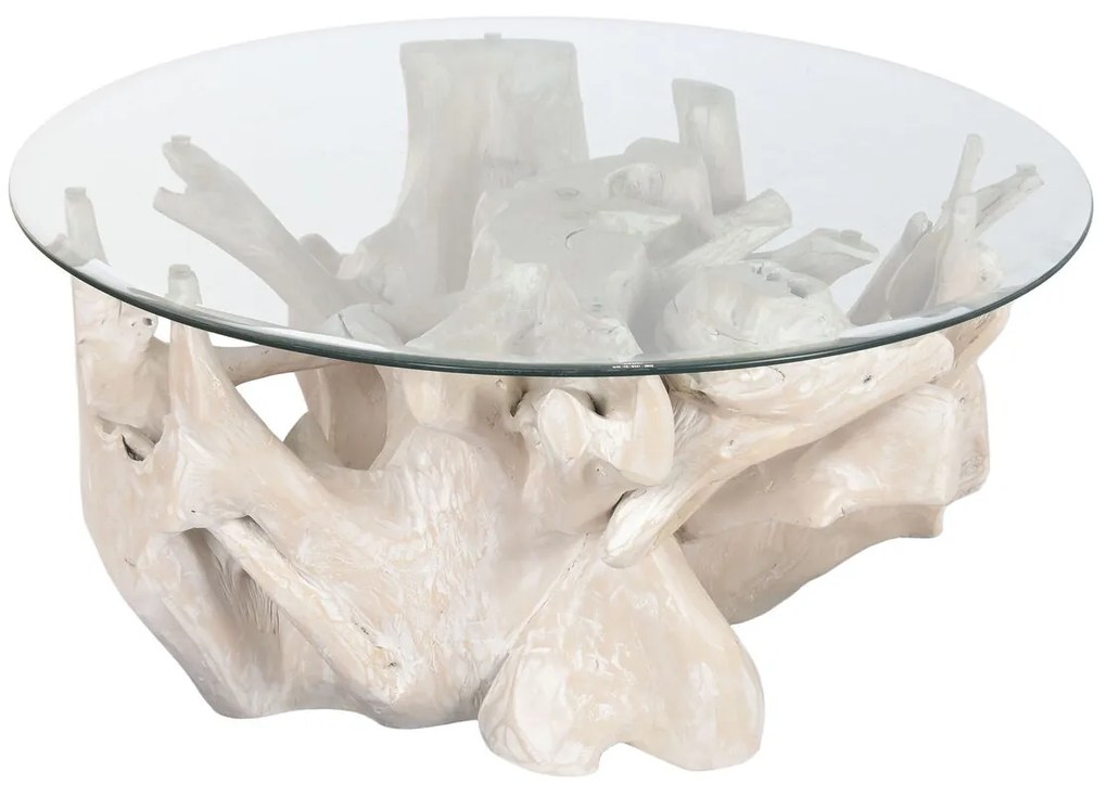 Τραπεζάκι Καφέ Home ESPRIT Λευκό 90 x 90 x 47 cm