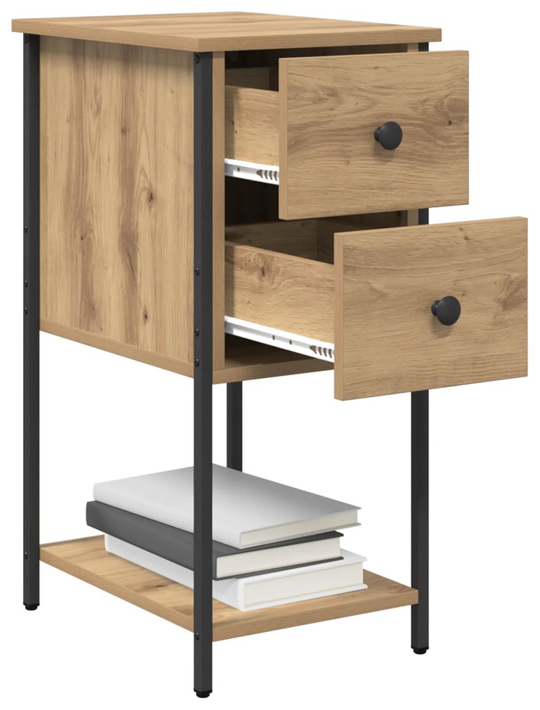 vidaXL Κομοδίνο artisan δρυς 32 x 42 x 70 εκ Σίδηρος και μοριοσανίδα