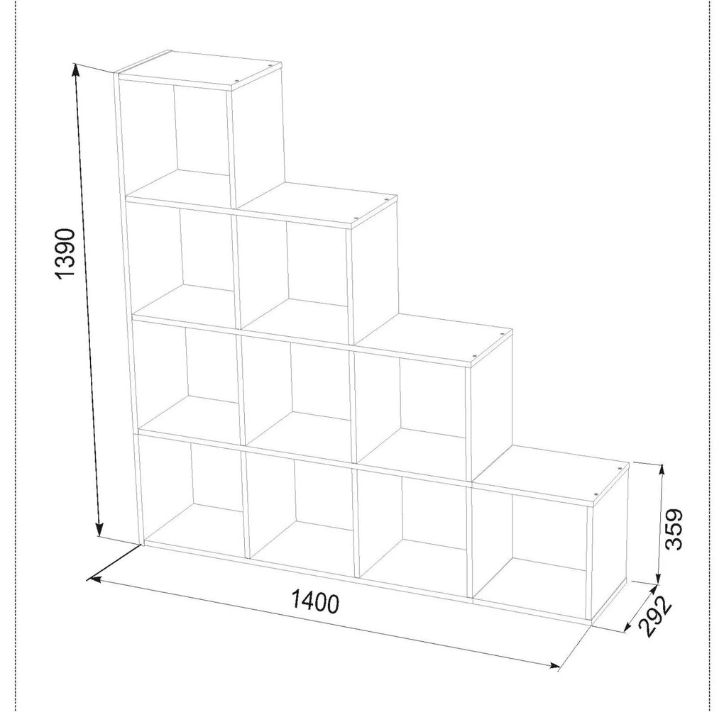 Βιβλιοθήκη THERIA Λευκό 10θέσεων 140x29x139εκ