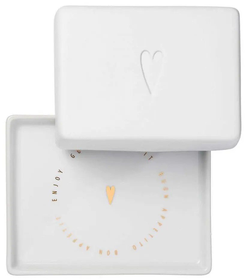 Βουτυριέρα Heart LBTRD0014037 13x6x10cm White-Gold Raeder Porcelain