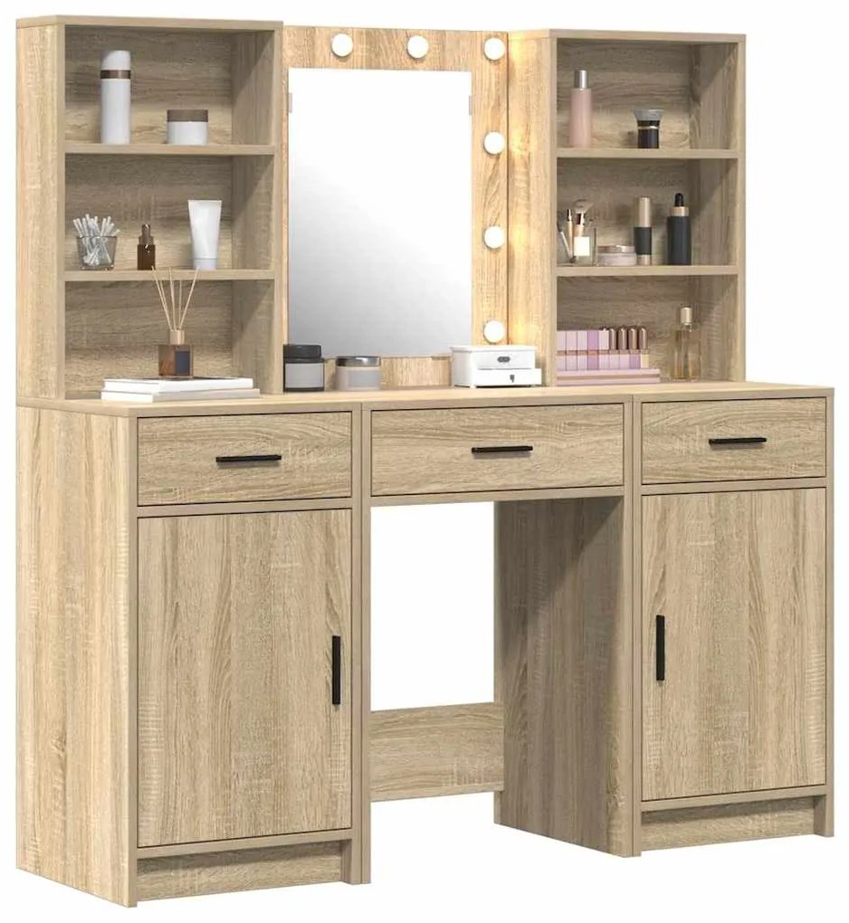 vidaXL Σετ Τραπεζιού Μακιγιάζ 3 pcs Δρύς Sonoma 50 x 41 x 135 εκ