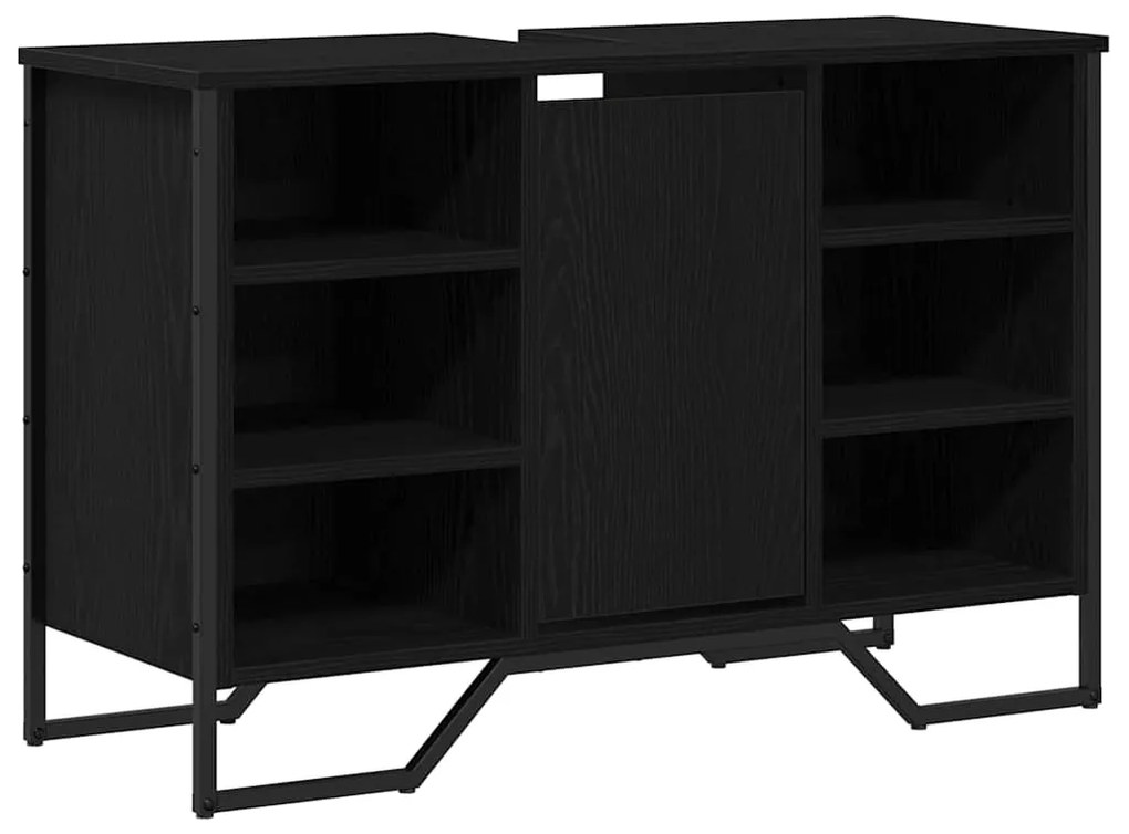 vidaXL Ντουλάπι νεροχύτη Μαύρη Οξυά 91 x 35 x 60 εκ Επεξεργασμένο ξύλο