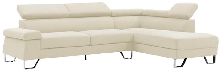Γωνιακός καναπές Gracious pakoworld δεξιά γωνία ύφασμα μπεζ 257x178x86εκ