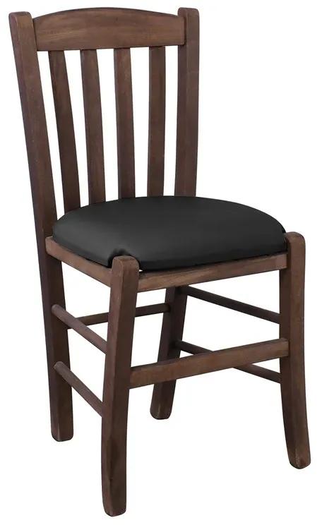 Ρ966,Ε2Τ CASA Καρέκλα Οξιά Βαφή Εμποτισμού Καρυδί, Κάθισμα Pu Μαύρο  42x45x88cm Καρυδί/Μαύρο,  Ξύλο/PVC - PU, , 1 Τεμάχιο