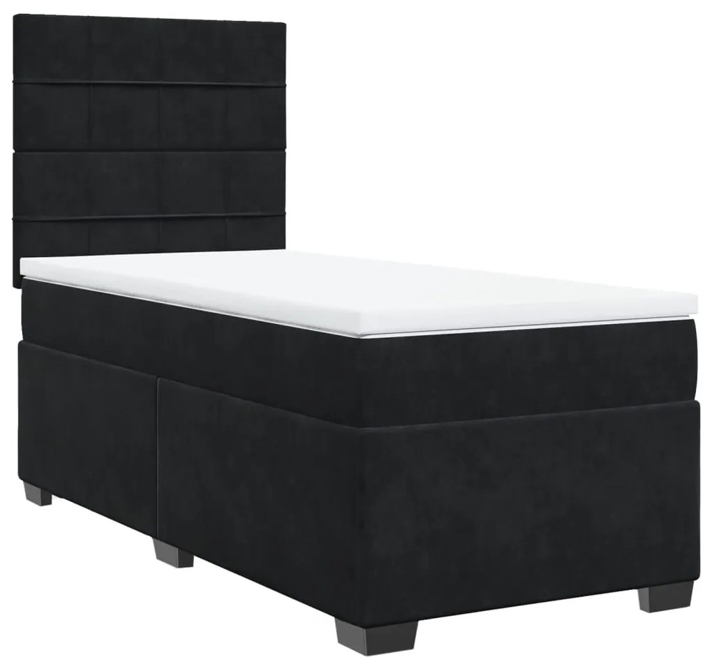 vidaXL Κρεβάτι Boxspring με Στρώμα Μαύρο 80 x 200 εκ. Βελούδινο
