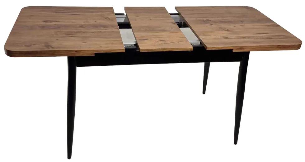 Artekko AY Atlantic Τραπέζι Επεκτεινόμενο MDF με Μεταλλικά Πόδια Μαύρο/Καφέ (120+30x70x76)cm