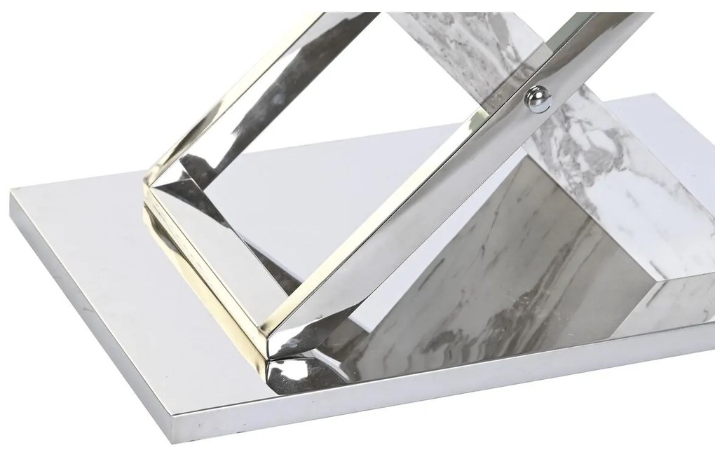 Τραπεζάκι Καφέ DKD Home Decor Λευκό Ασημί Κρυστάλλινο Χάλυβας 120 x 60 x 42 cm