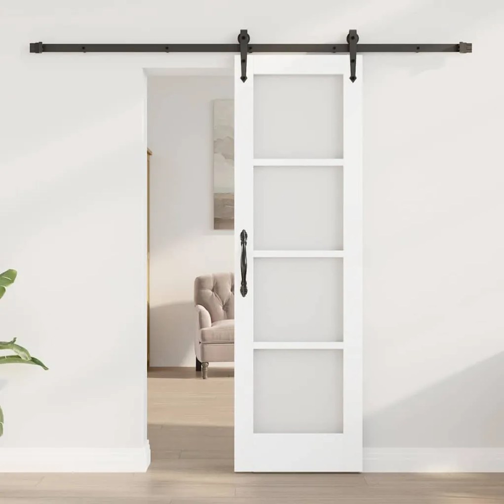 vidaXL Συρόμενη Πόρτα Λευκό 61 x 198.5 εκ. Ξύλο και μέταλλο