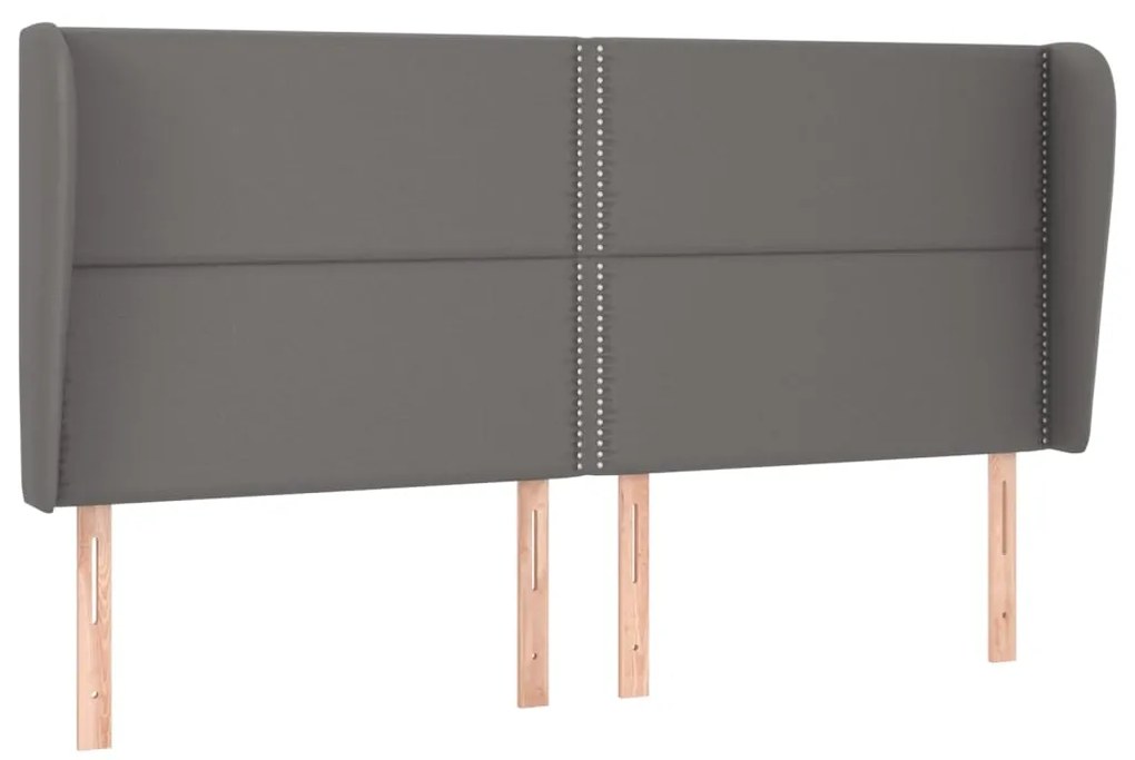 Κεφαλάρι με Πτερύγια Γκρι 203x23x118/128 εκ. Συνθετικό Δέρμα 3117928