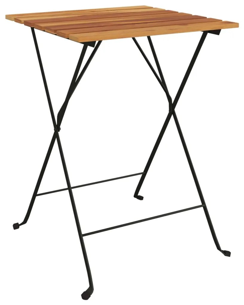 vidaXL Τραπέζι Bistro Πτυσσόμ. 55x54x71 εκ. Μασίφ Ξύλο Teak &amp; Ατσάλι