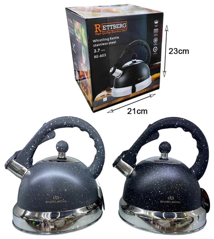 Rettberg Τσαγιερό από Ανοξείδωτο Ατσάλι 2.7L RE-603 - Whistling Kettle Stainless Steel