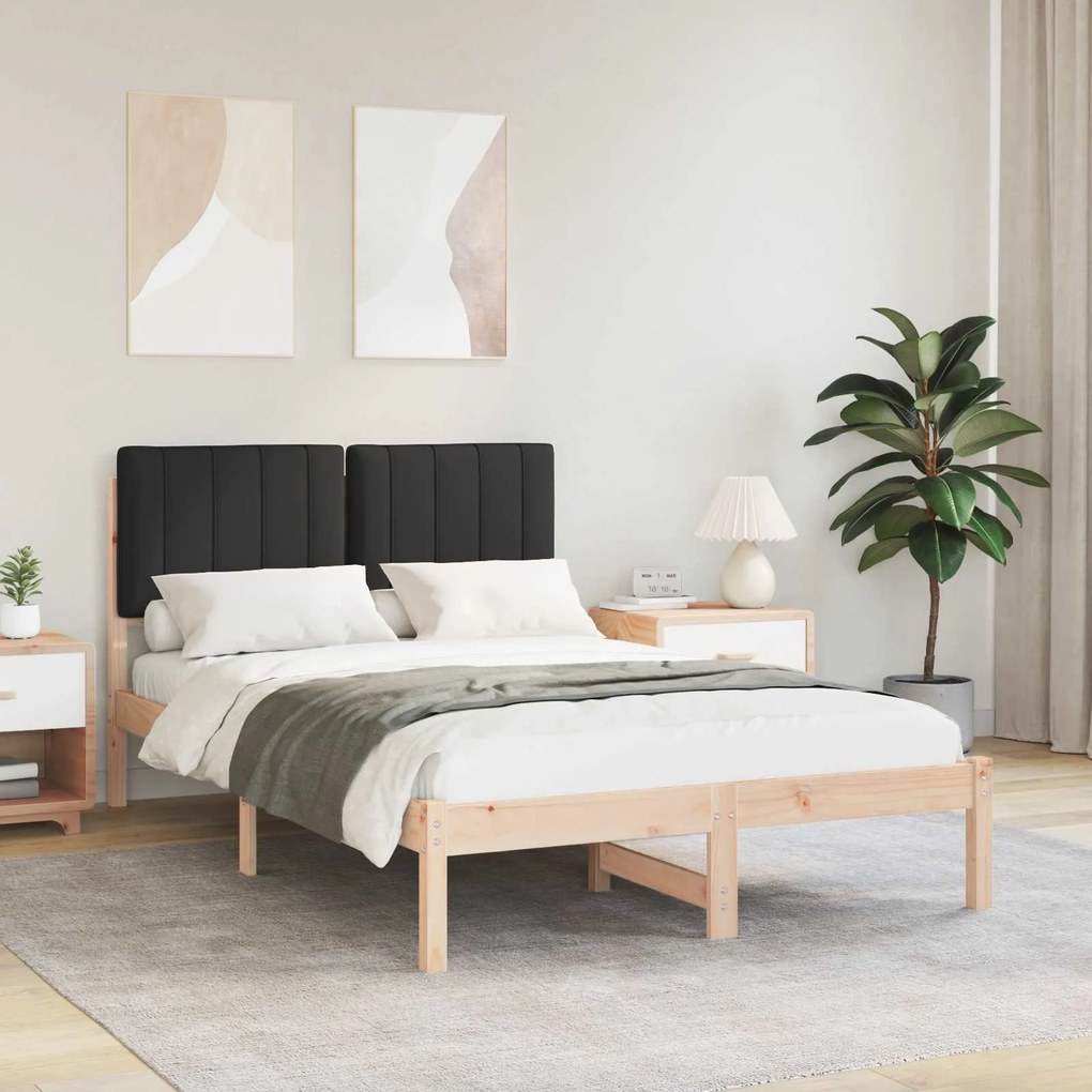 vidaXL Σκελετός Κρεβατιού με Επενδεδυμένο Κεφαλάρι Μαύρο 120 x 190 cm