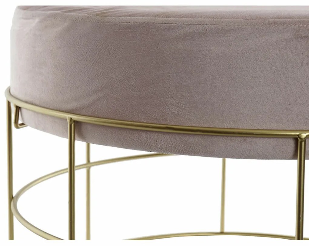 Υποπόδια DKD Home Decor Χρυσό Μέταλλο πολυεστέρας Ανοιχτό Ροζ (60 x 60 x 37.5 cm)