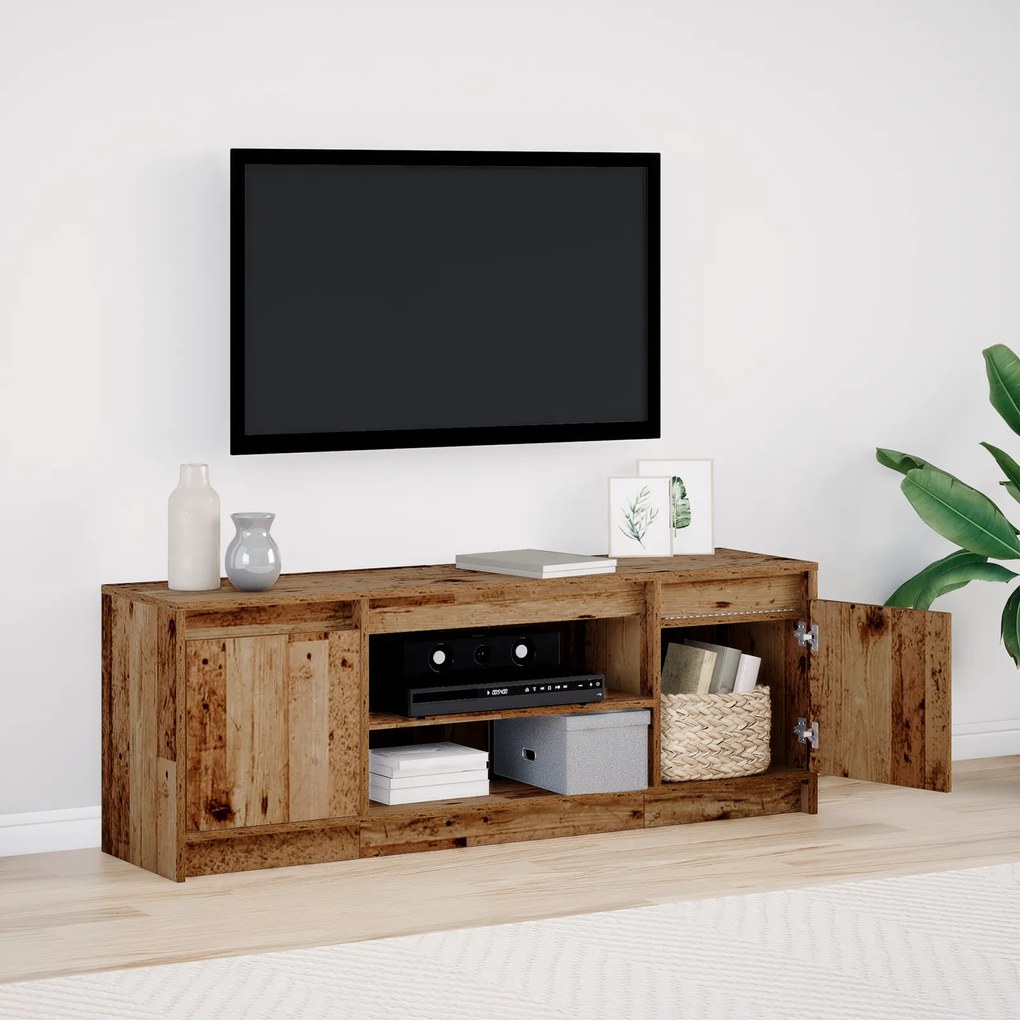 vidaXL Ντουλάπι TV με LED - Παλιό Ξύλο, 139.5x34x50 cm, Φτιαγμένο από Επεξεργασμένο Ξύλο