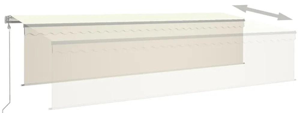 vidaXL Τέντα Αυτόματη με Σκίαστρο/LED/Αισθητήρα Ανέμου Κρεμ 6 x 3 μ.
