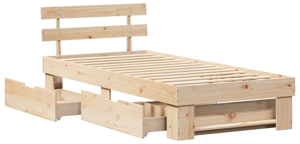 vidaXL Σκελετός Κρεβατιού Καφέ 90 x 190 cm Μασίφ ξύλο πεύκου