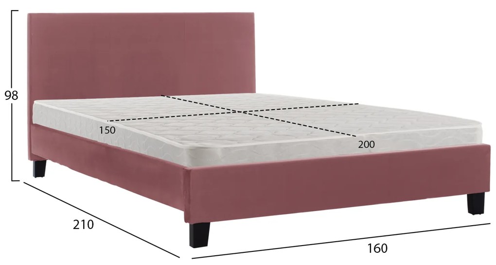 ΚΡΕΒΑΤΙ ΜΕ ΣΤΡΩΜΑ BECCA HM21283.05 ΣΑΠΙΟ ΜΗΛΟ ΒΕΛΟΥΔΟ--ΓΙΑ 150x200εκ