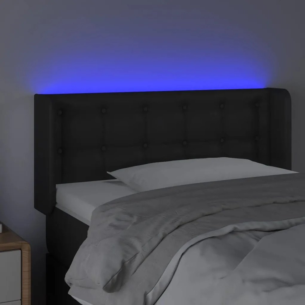 Κεφαλάρι Κρεβατιού LED Μαύρο 83x16x78/88 εκ. Συνθετ. Δέρμα 3123308