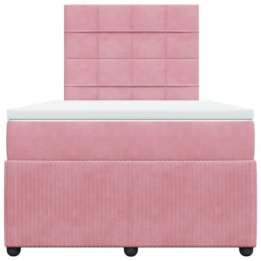 Κρεβάτι Boxspring με Στρώμα Ροζ 120x190 εκ. Βελούδινο 3292291