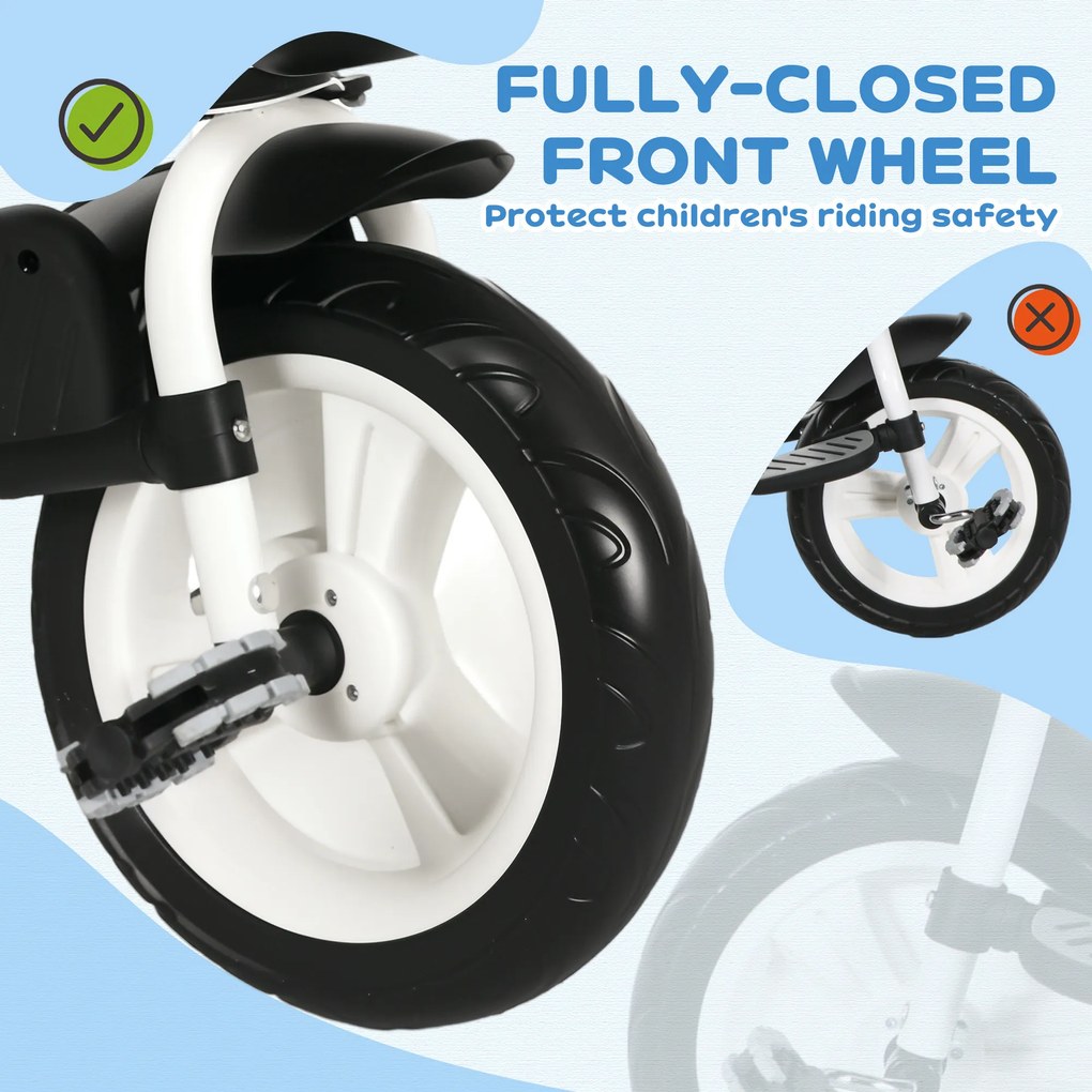 HOMCOM 6-σε-1 παιδικό τρίκυκλο με ράβδο ώθησης, κουκούλα, ζώνη, καλάθι αποθήκευσης, 18+ μηνών, σκούρο μπλε