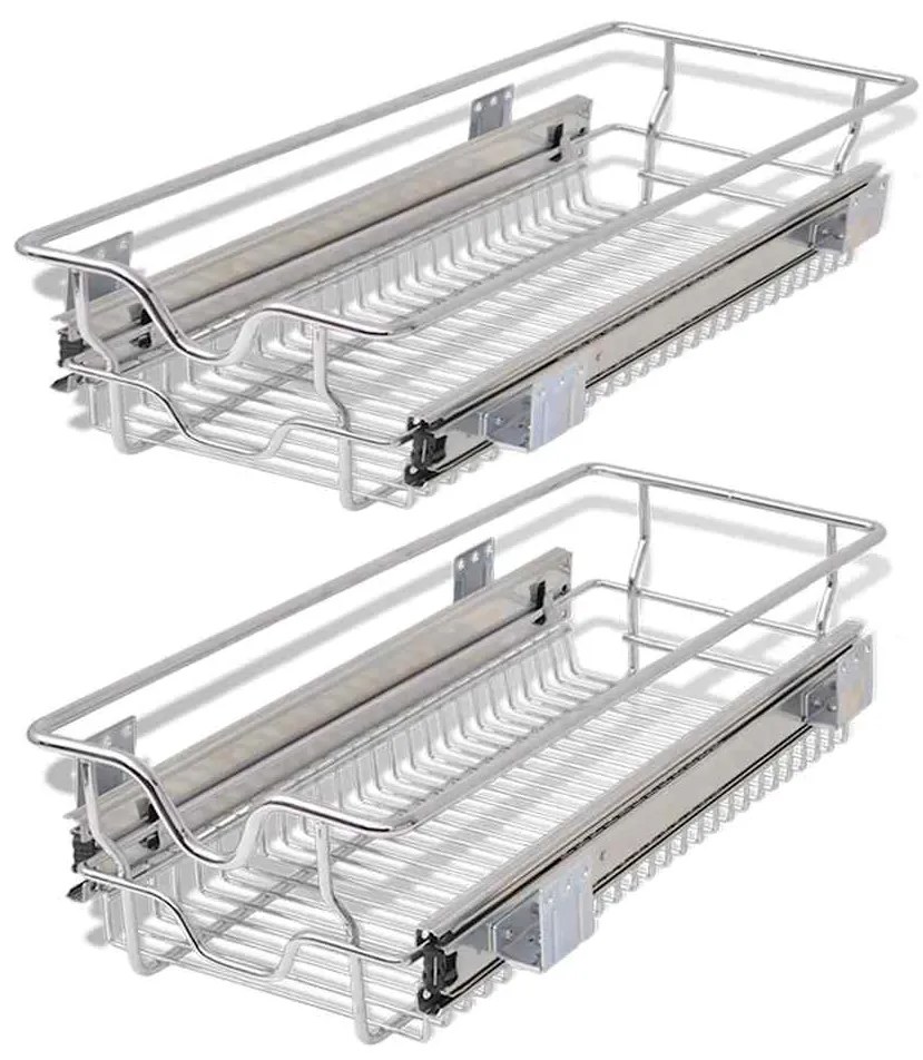 vidaXL Συρτάρια - Καλάθια Συρμάτινα 2 τεμ. Aσημί 300 χιλ.