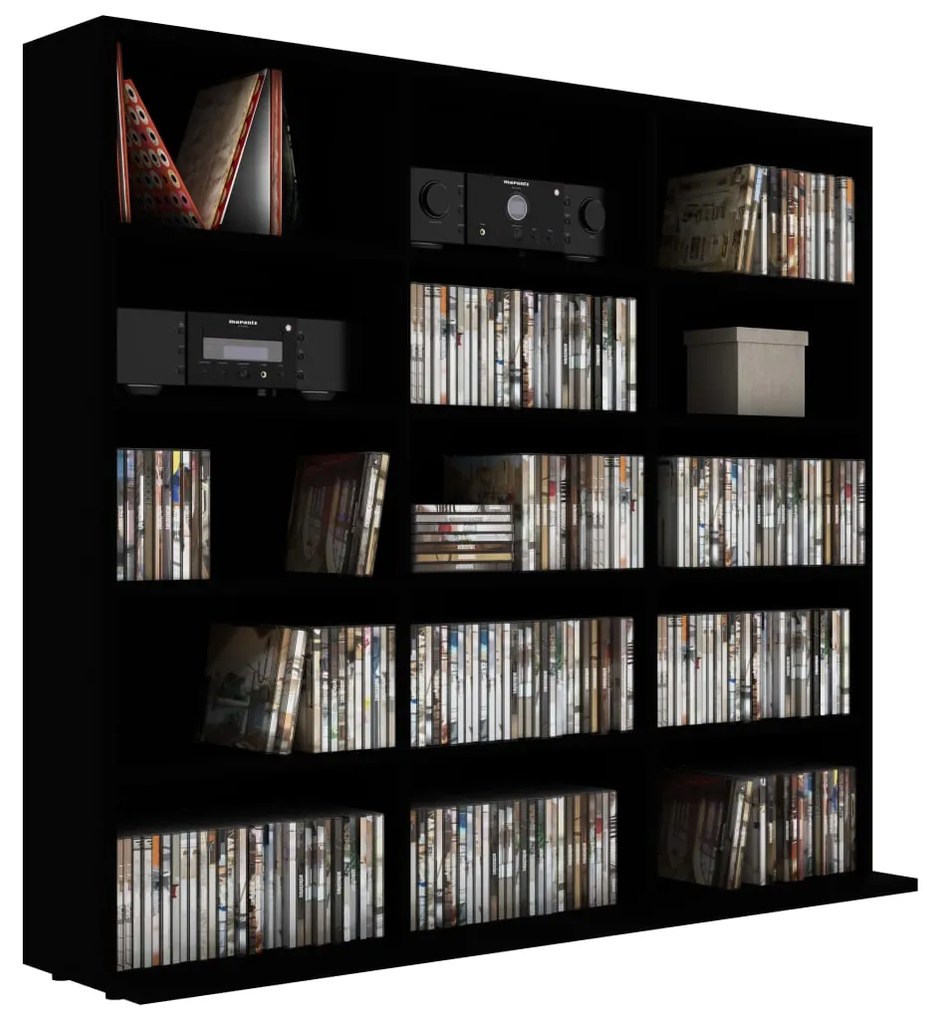 vidaXL Έπιπλο για CD Μαύρο 100 x 23 x 89,5 εκ. από Επεξ. Ξύλο