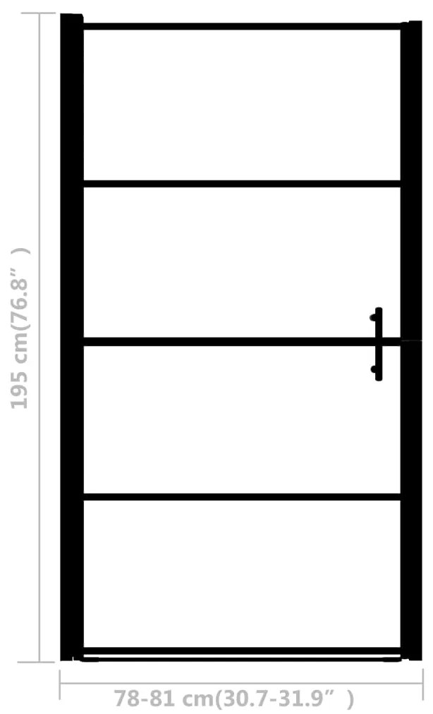 vidaXL Πόρτα Ντουζιέρας Μαύρη 81 x 195 εκ. Αμμοβολισμένο Ψημένο Γυαλί