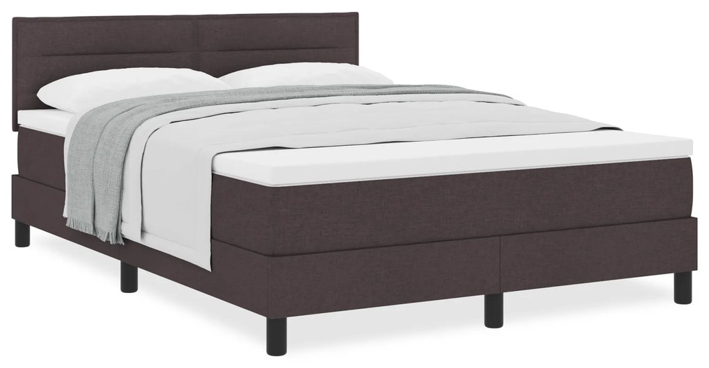 vidaXL Κρεβάτι Box Spring με Στρώμα Σκούρο Καφέ 140x200 εκ. Ύφασμα