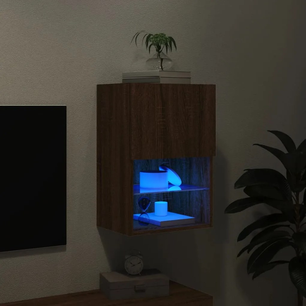 vidaXL Έπιπλο Τηλεόρασης με LED Καφέ Δρυς 40,5x30x60 εκ.