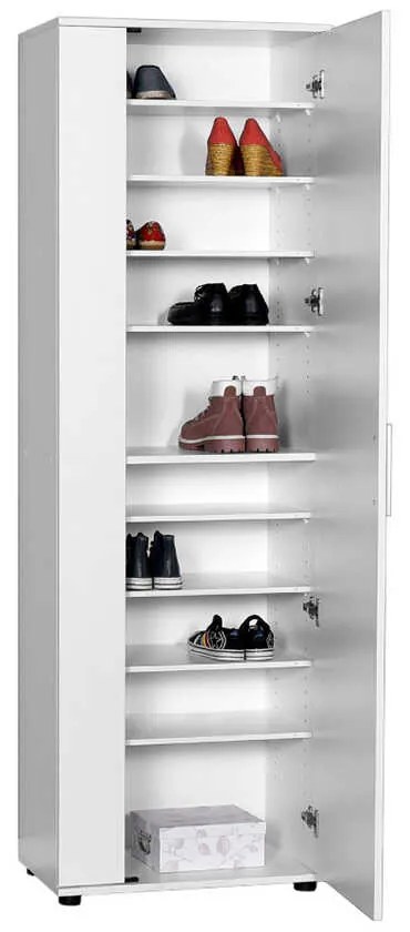 Ντουλάπα ρούχων - παπουτσοθήκη 30 ζευγών Porto μονόφυλλη με καθρέφτη λευκή 60x36x187εκ. - Μελαμίνη - GP009-0170