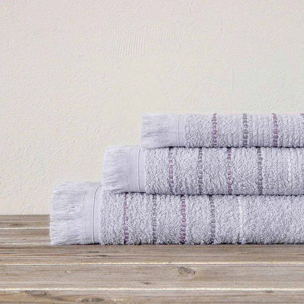 Πετσέτες Elite (Σετ 3τμχ) Lilac Grey Nima Towels Set 70x140cm 100% Βαμβάκι