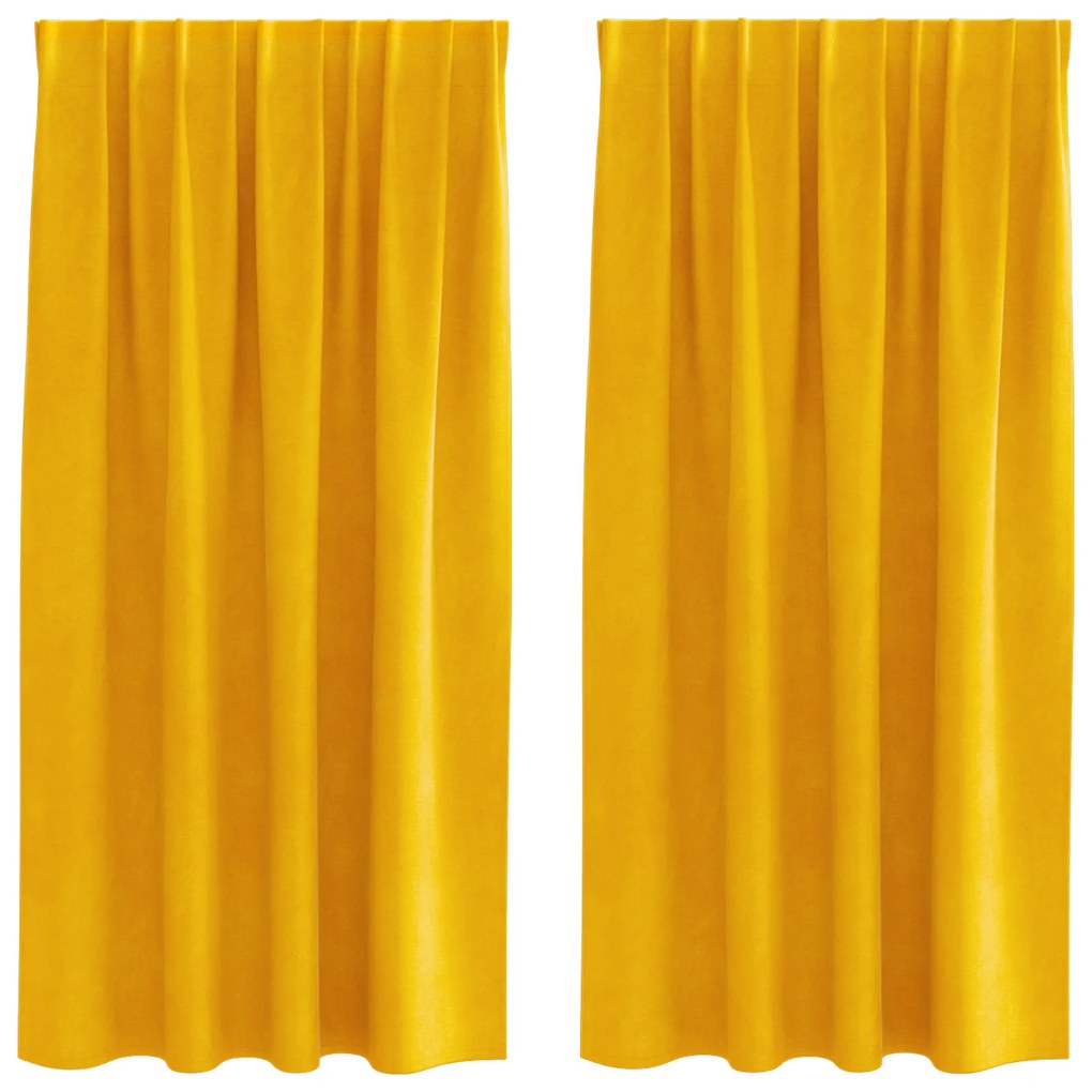 vidaXL Κουρτίνες 2 pcs κίτρινο μουσταρδί 140 x 175 cm Βελούδο