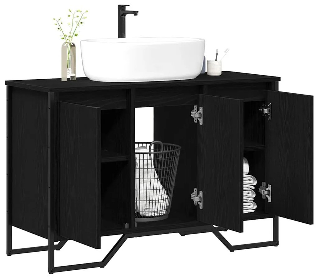 vidaXL Ντουλάπι Λεκάνης Μαύρη Οξυά 91 x 35 x 60 εκ Επεξεργασμένο ξύλο