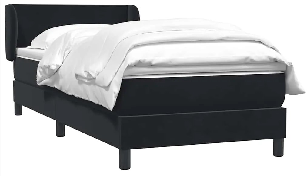 vidaXL Κρεβάτι Boxspring με Στρώμα Μαύρο 90x220 εκ. Βελούδινο