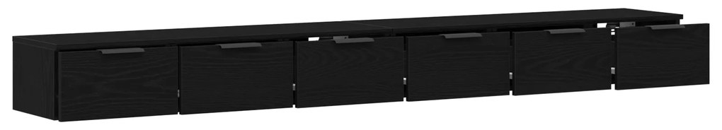 vidaXL Ντουλάπια τοίχου 2 τεμ Μαύρη βελανιδιά 102x30x20 εκ Ξύλο