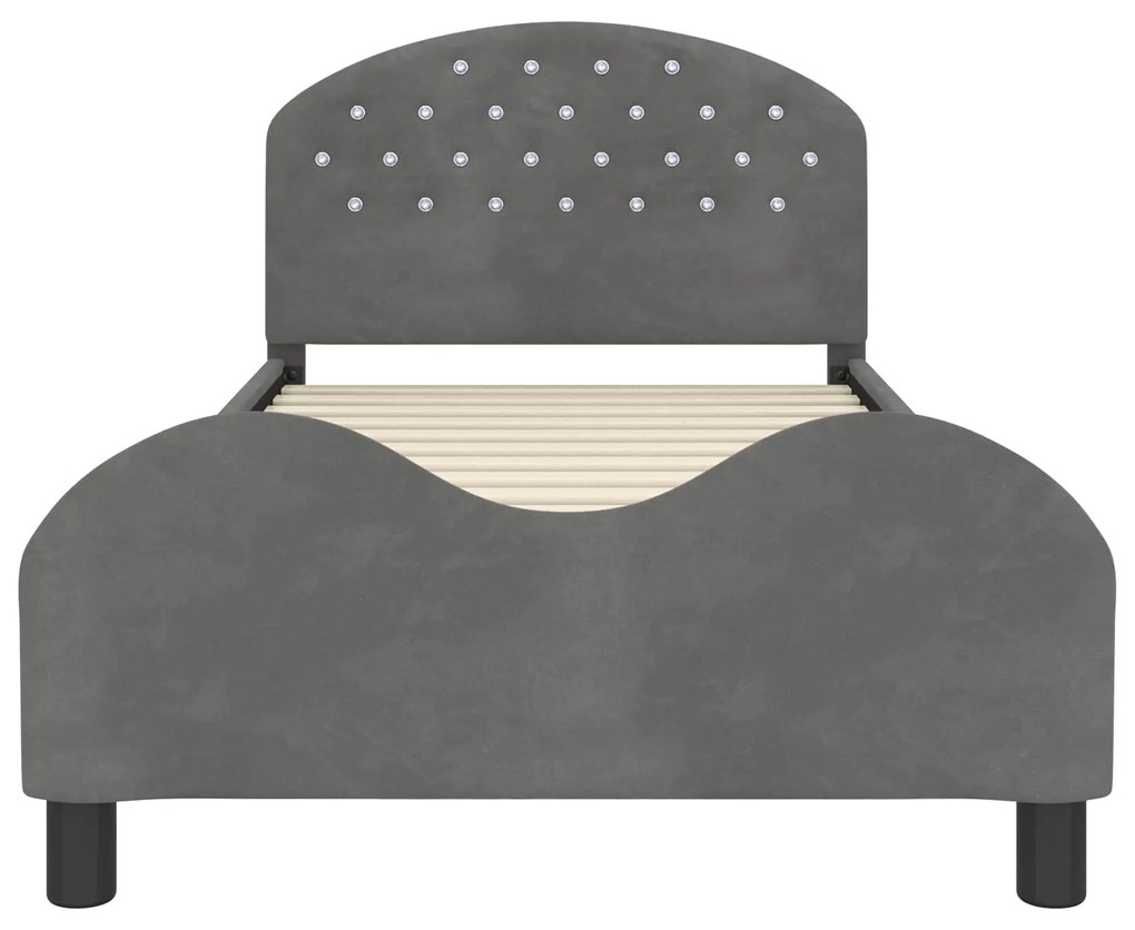 vidaXL Κρεβάτι Παιδικής Κρεβατοκάμαρας με Κεφαλάκι Σκούρο Γκρι Βελούδο