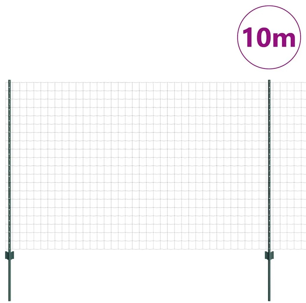 vidaXL Τείχος και Πόστ Πράσινο 1,5 x 10 m Ατσάλι