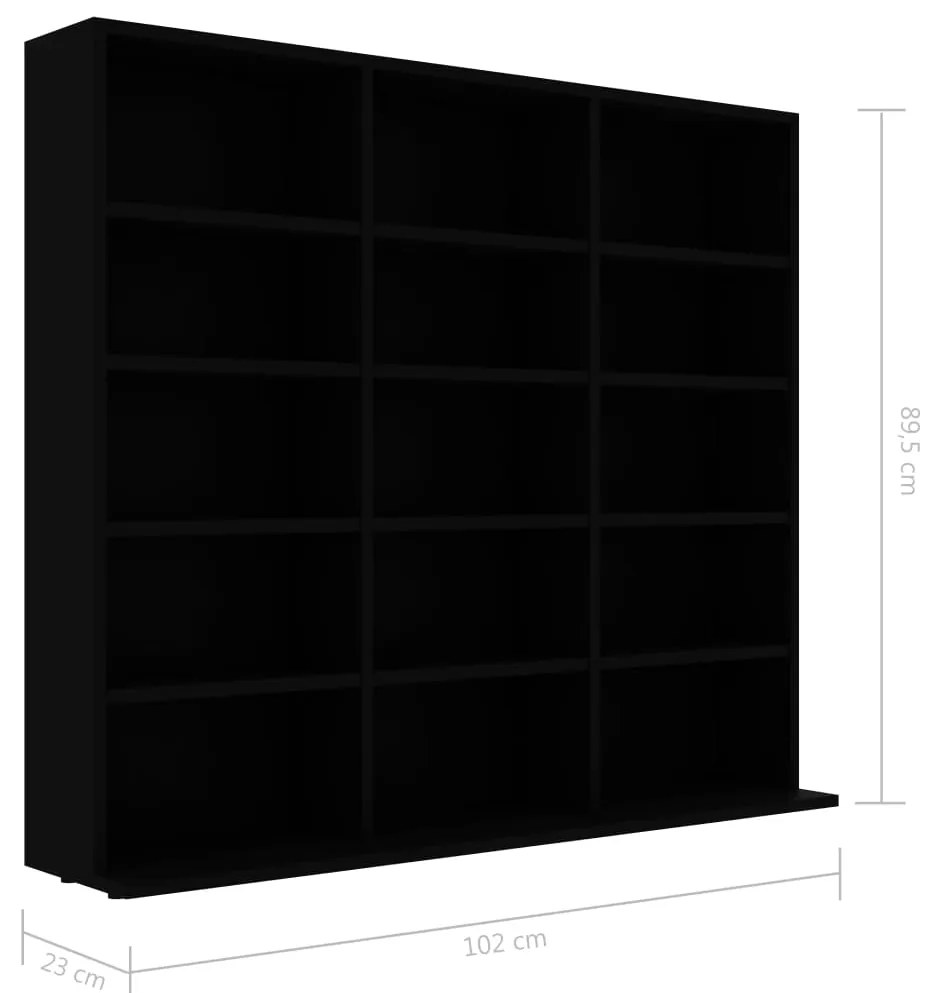 vidaXL Έπιπλο για CD Μαύρο 100 x 23 x 89,5 εκ. από Επεξ. Ξύλο