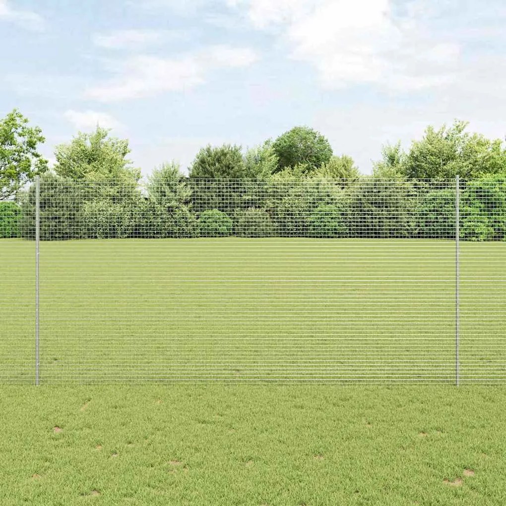 vidaXL Φράχτης με Στήλες. Ασημί 1.6 x 10 m Ατσάλι