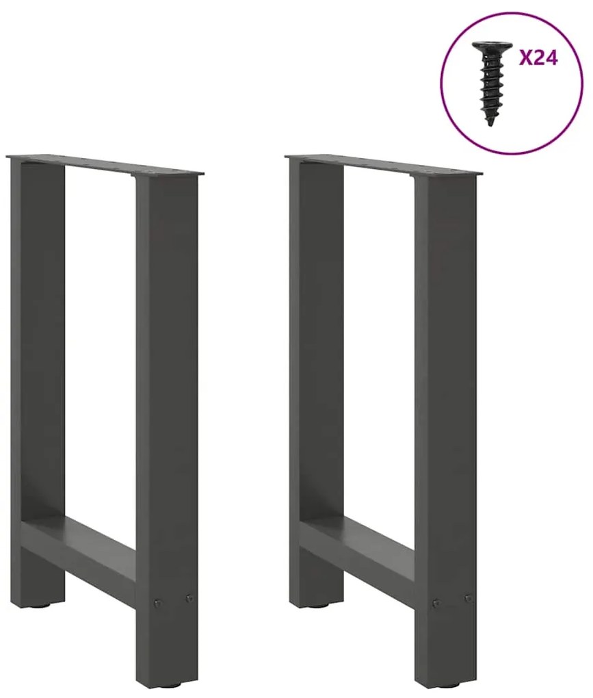 vidaXL Πόδια Τραπεζαρίας Ανθρακί 2 τεμ. 60x(72-73) εκ. Ατσάλι